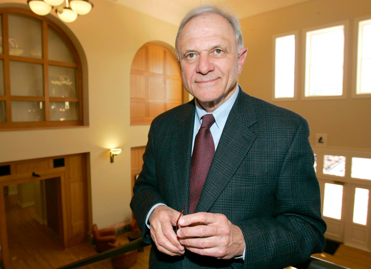 FILE - David Pryor, dean of the University of Arkansas Clinton School of Public Service, poses, Jan. 24, 2006, at the school in Little Rock, Ark. Former Arkansas governor and U.S. Sen. David Pryor, a Democrat who was one of the state’s most beloved political figures and remained active in public service in the state long after he left office, has died. He was 89. (AP Photo/Danny Johnston, File)