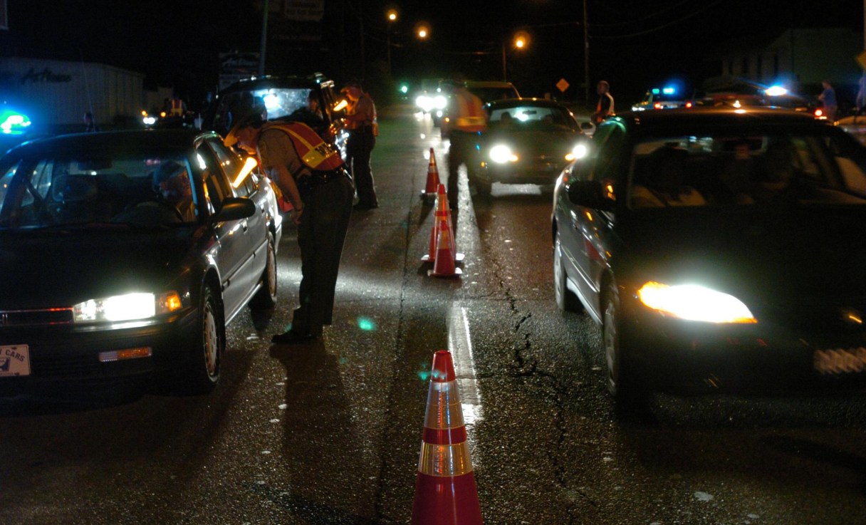 Tennessee State Troopers and Red Bank police officers stop cars on Cherokee Boulevard at a safety and sobriety checkpoint to check for seat belts and intoxication.