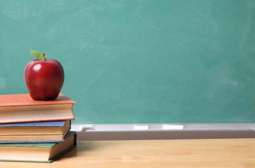 School apple chalkboard book tile