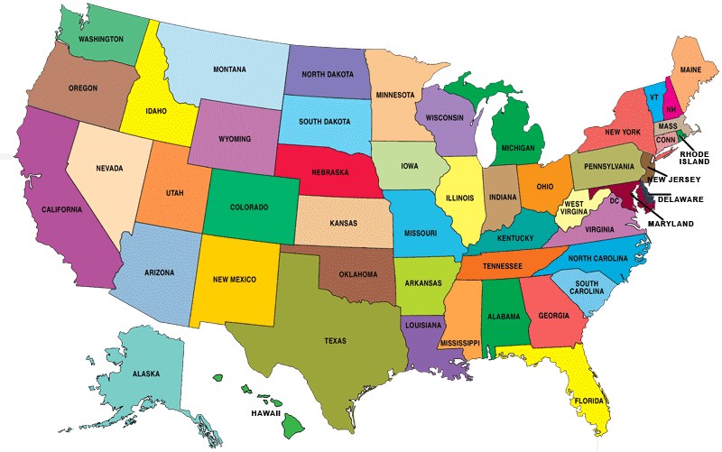 Map of the United States, U.S. map tile, United States map tile, USA map