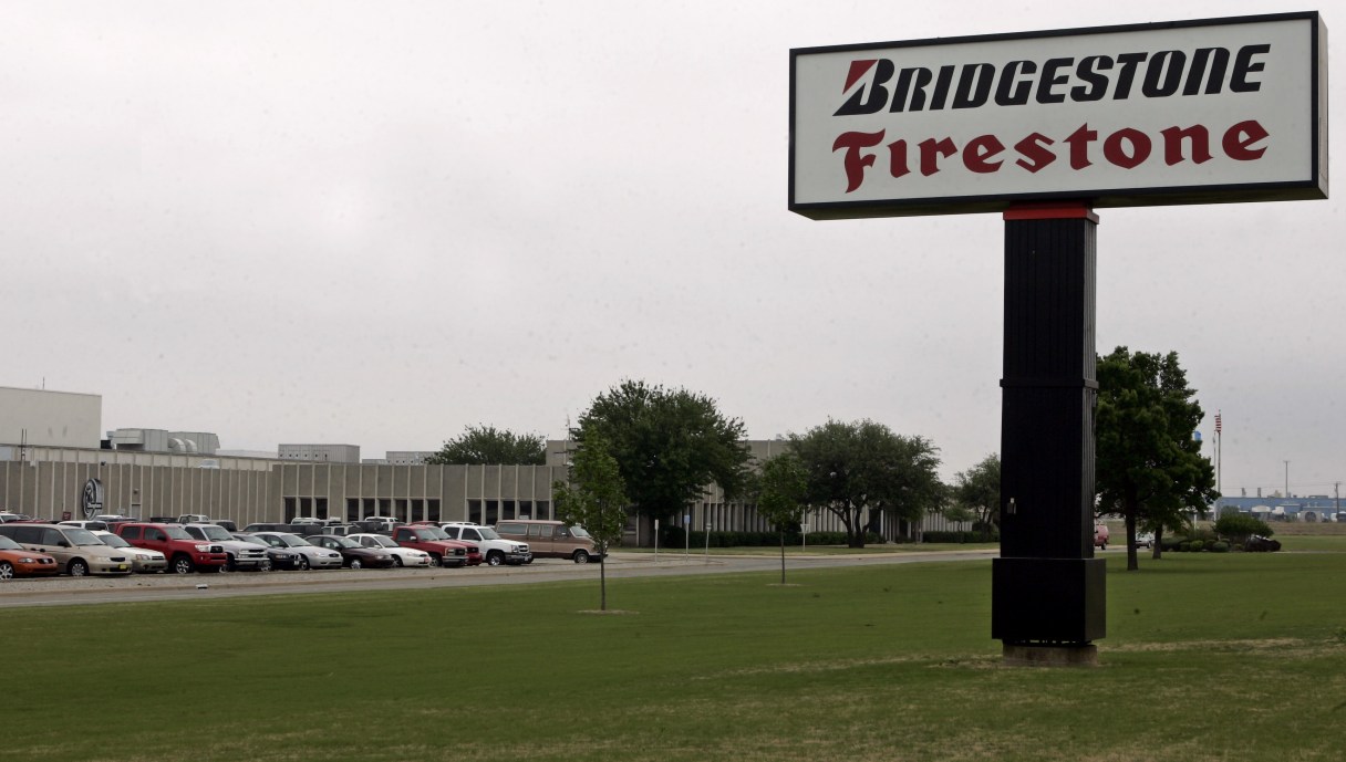 FILE - In this April 28, 2006 file photo, Bridgestone/Firestone's Dayton tire plant is pictured in Oklahoma City.Bridgestone-Firestone North America is recalling nearly more than 36,000 heavy truck tires in the U.S. and Canada because the tread can separate from the body and cause the tires to fail. The recall covers 22.5-inch Firestone FS561 replacement tires made from January 25, 2015 to January 27, 2016.(AP Photo)