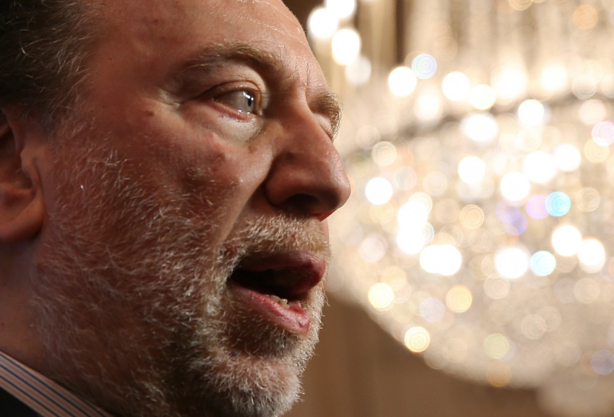 Conductor Riccardo Chailly attends a news conference at La Scala theater in Milan, Italy, Wednesday, May 18, 2016. The La Scala opera house will open its 2016-17 season with Puccini's Madama Butterfly as it emphasizes the Italian repertoire under principal conductor Riccardo Chailly. (AP Photo/Luca Bruno)