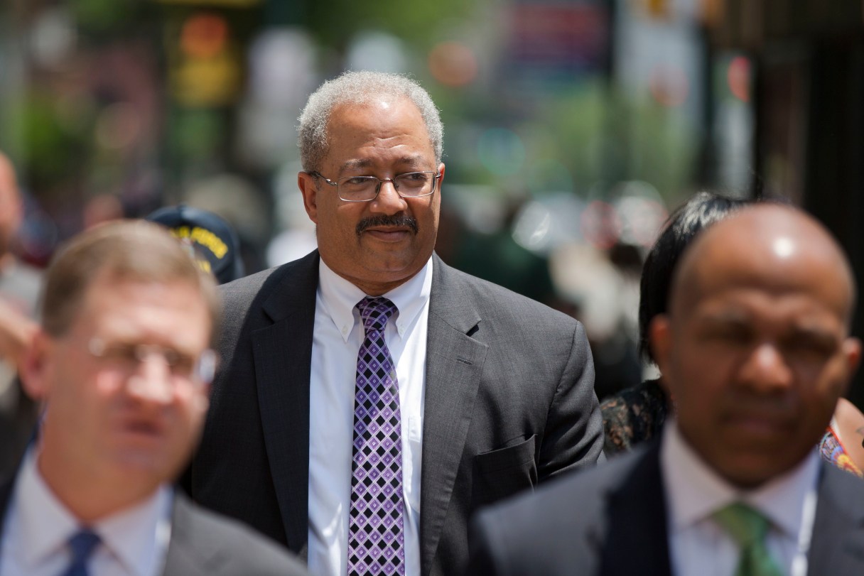 Rep. Chaka Fattah, D-Pa., leaves the federal courthouse in Philadelphia, Tuesday, June 21, 2016. Fattah, a veteran Pennsylvania congressman, was convicted Tuesday in a racketeering case that largely centered on various efforts to repay an illegal $1 million campaign loan related to his unsuccessful 2007 mayoral bid. (AP Photo/Matt Rourke)