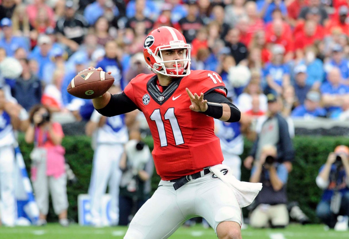 Georgia quarterback Greyson Lambert (11) during Saturday's game against the Kentucky Wildcats at Sanford Stadium in Athens,Ga., on Saturday, Nov. 7, 2015. (Photo by John Kelley)