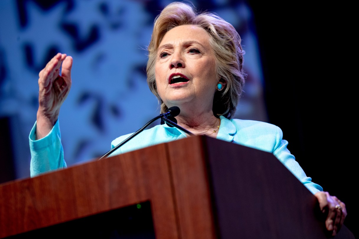 Democratic presidential candidate Hillary Clinton speaks at the 2016 National Association of Black Journalists' and National Association of Hispanic Journalists' Hall of Fame Luncheon at Marriott Wardman Park in Washington, Friday, Aug. 5, 2016. (AP Photo/Andrew Harnik)