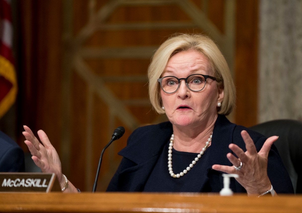 FILE - In this June 23, 2016 file photo, Sen. Claire McCaskill, D-Mo.speaks on Capitol Hill in Washington. McCaskill was one of many Democrats taking umbrage Thursday, March 2, 2017, at the revelation that Attorney General Jeff Sessions had twice met with the Russian ambassador to the U.S. during last year’s presidential campaign, during a furor over that country’s alleged interference in the election, and misled his colleagues about it during his confirmation hearing. (AP Photo/Alex Brandon, File)