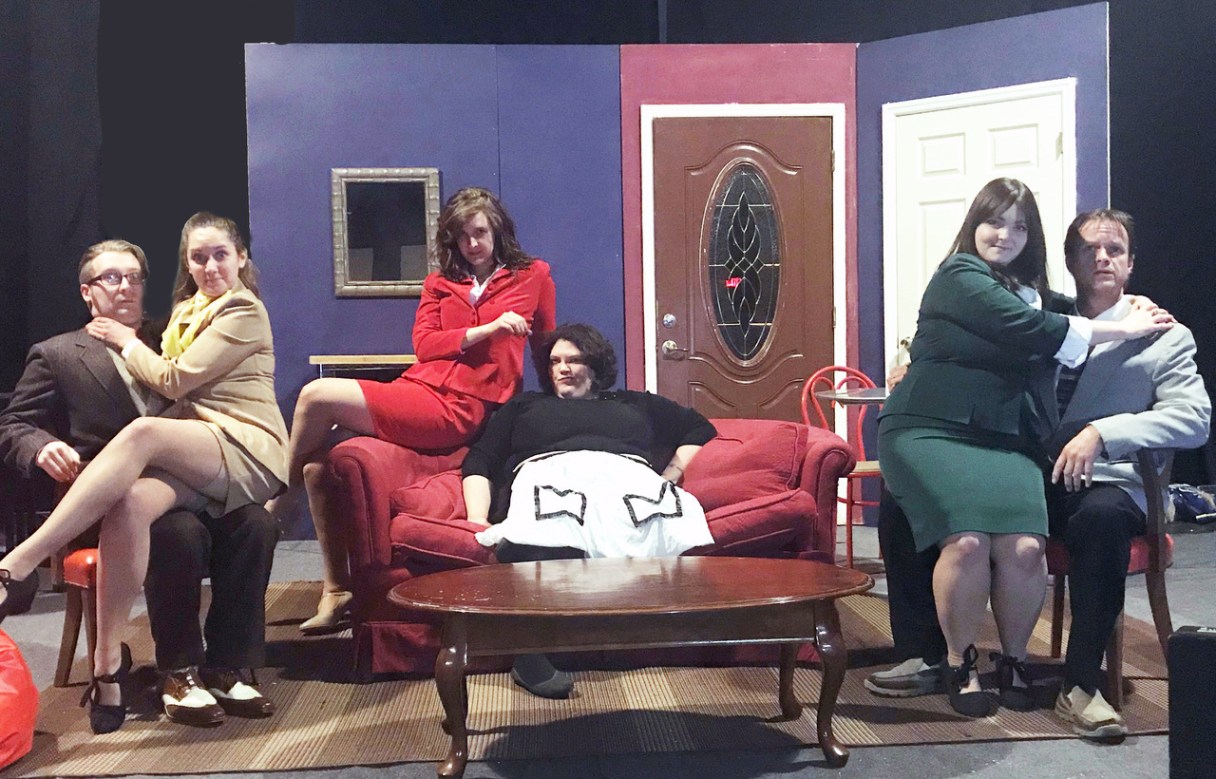 The cast of "Boeing, Boeing" rehearses for Ocoee Theatre's opening on Feb. 10.