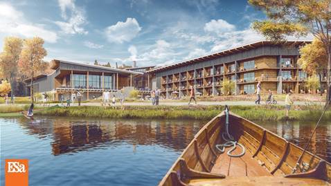 This rendering designed by Earl Swensson Associates shows the future Fall Creek Falls State Park Inn. The facility will feature lodging, a restaurant and conference center in Tennessee's largest and most visited state park. (Contributed rendering/Tennessee Department of Environment and Conservation)