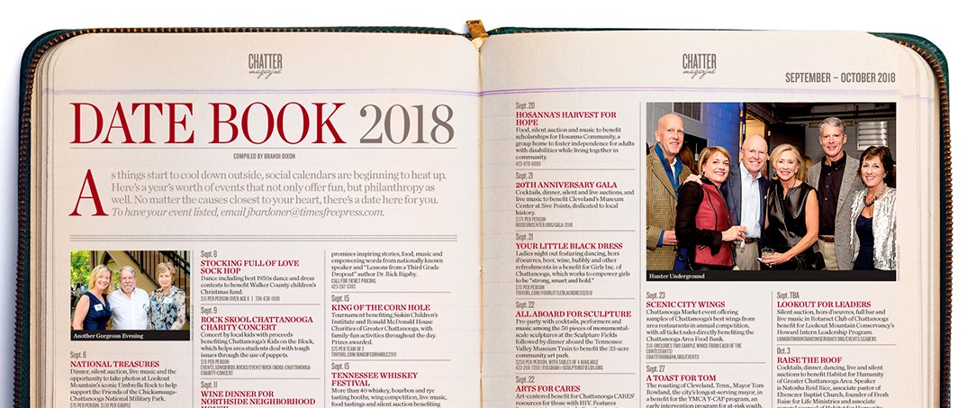 Pick up a copy of Chatter's September issue for the Date Book — and much more.