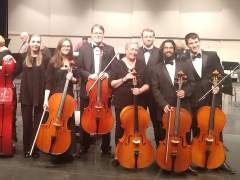 Anne Marie Ford, second from left, is pictured with other cellists at an event at University of Tennessee at Chattanooga. / Contributed photo by Allyson Ford