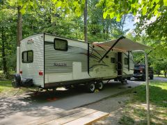 Contributed photo by Brianne Lee / The Lee family's RV is seen at Harrison Bay State Park.