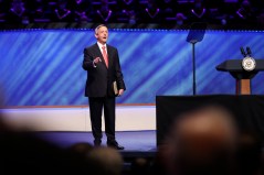 Photo by Tony Gutierrez of The Associated Press / In this Sunday, June 28, 2020 file photo, Senior Pastor Dr. Robert Jeffress addresses attendees at the Southern Baptist megachurch First Baptist Dallas during a Celebrate Freedom Rally in Dallas.