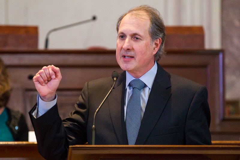In this Dec. 6, 2014, file photo, state Republican Party Chairman Chris Devaney speaks to the party's executive committee meeting in the state House chamber in Nashville, Tenn. (AP Photo/Erik Schelzig, File)