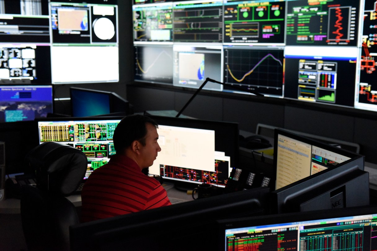 Staff Photo by John Rawlston / TVA workers control and monitor the system's electric grid at the TVA power operations center Thursday, Aug. 27, 2015, in Chattanooga, Tenn.