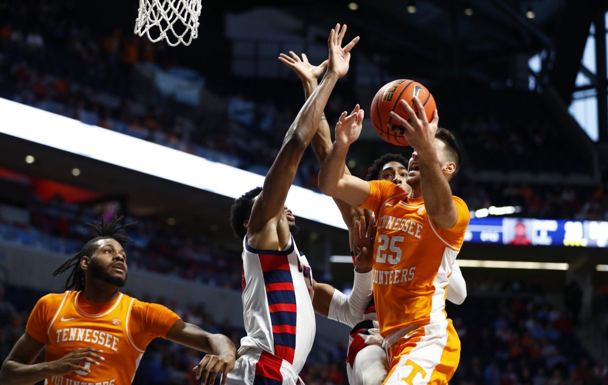 Tennessee Athletics photo / Tennessee senior guard Santiago Vescovi (25) scored 22 points to lead the No. 7 Volunteers past Ole Miss 63-59 Wednesday night in Oxford.