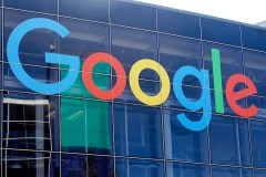 A sign is shown on a Google building at their campus in Mountain View, Calif., on Sept. 24, 2019.(AP Photo/Jeff Chiu, File)