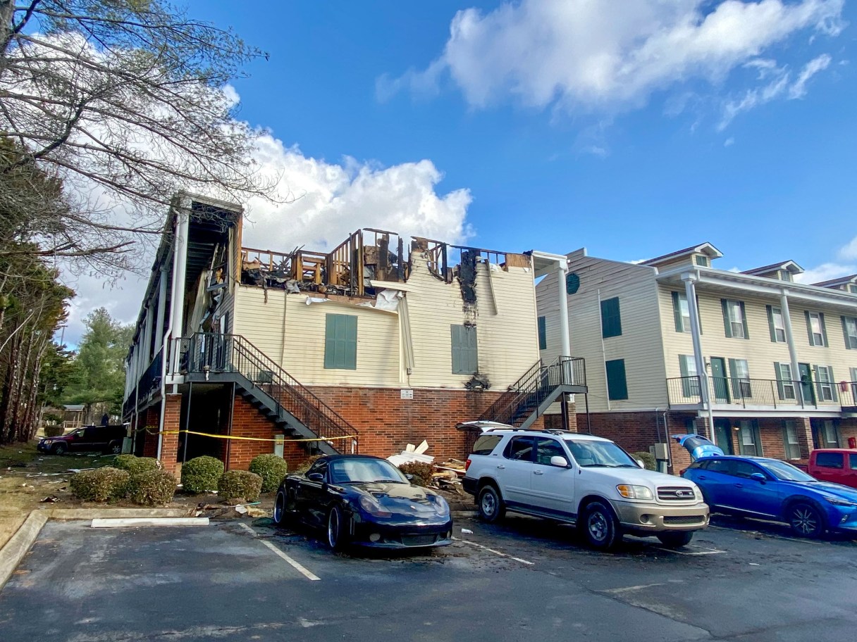 Staff photo by Olivia Ross / After a fire at Signal View Apartments on Saturday morning, several units were damaged, as seen on Sunday, January 1, 2022.