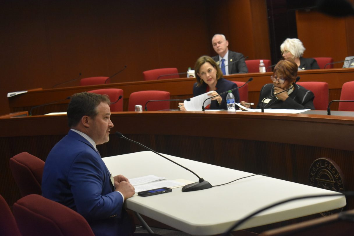 Rep. Kasey Carpenter presents his bill to the House Higher Education Committee. / Georgia Recorder photo by Ross Williams
