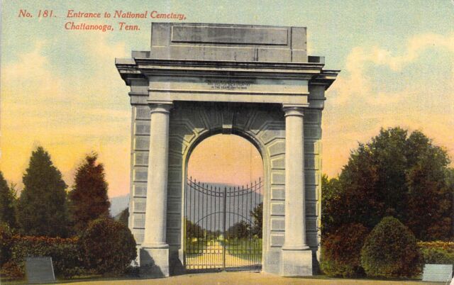 Contributed photo / This early postcard shows the entrance to the Chattanooga National Cemetery.