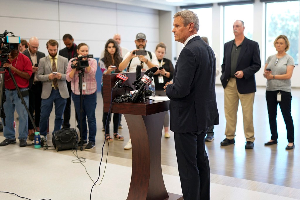 AP Photo/George Walker IV / Tennessee Gov. Bill Lee speaks during a news conference after the state legislature's special session on public safety Tuesday, Aug. 29, 2023, in Nashville.