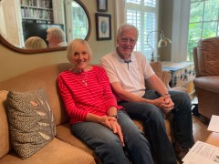 Staff Photo by Mark Kennedy / Ron Littlefield, right, and his wife, Lanis, pose inside their home in Glendon Place in Brainerd on Wednesday. The Littlefields have lived in the home for 52 years.