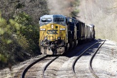 Staff photo by Robin Rudd / A CSX freight train rumbles down Whiteside Mountain, west of Chattanooga. The railroad is the main line between Chattanooga and Nashville and could see passenger service in the coming years.