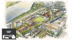Contributed rendering / On Jan. 11, an overhead rendering of the planned new Chattanooga Lookouts stadium and the so-called Foundries District around it is shown.