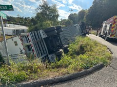 Chattanooga Fire Department / Chattanooga firefighters freed the driver of a semitrailer Tuesday after his legs were trapped under the dashboard following a crash on Compress Street.