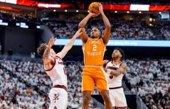 Tennessee Athletics photo by Andrew Ferguson / Tennessee fifth-year senior guard Chaz Lanier, a transfer from North Florida who is averaging 18.8 points per game, is the leading scorer for the nation's new No. 1 team.