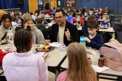 Hamilton County government / Hamilton County Mayor Weston Wamp has lunch with Snow Hill Elementary students earlier this month, a visit featured on the county's social media pages. The mayor last month launched an effort to find efficiencies in county government.