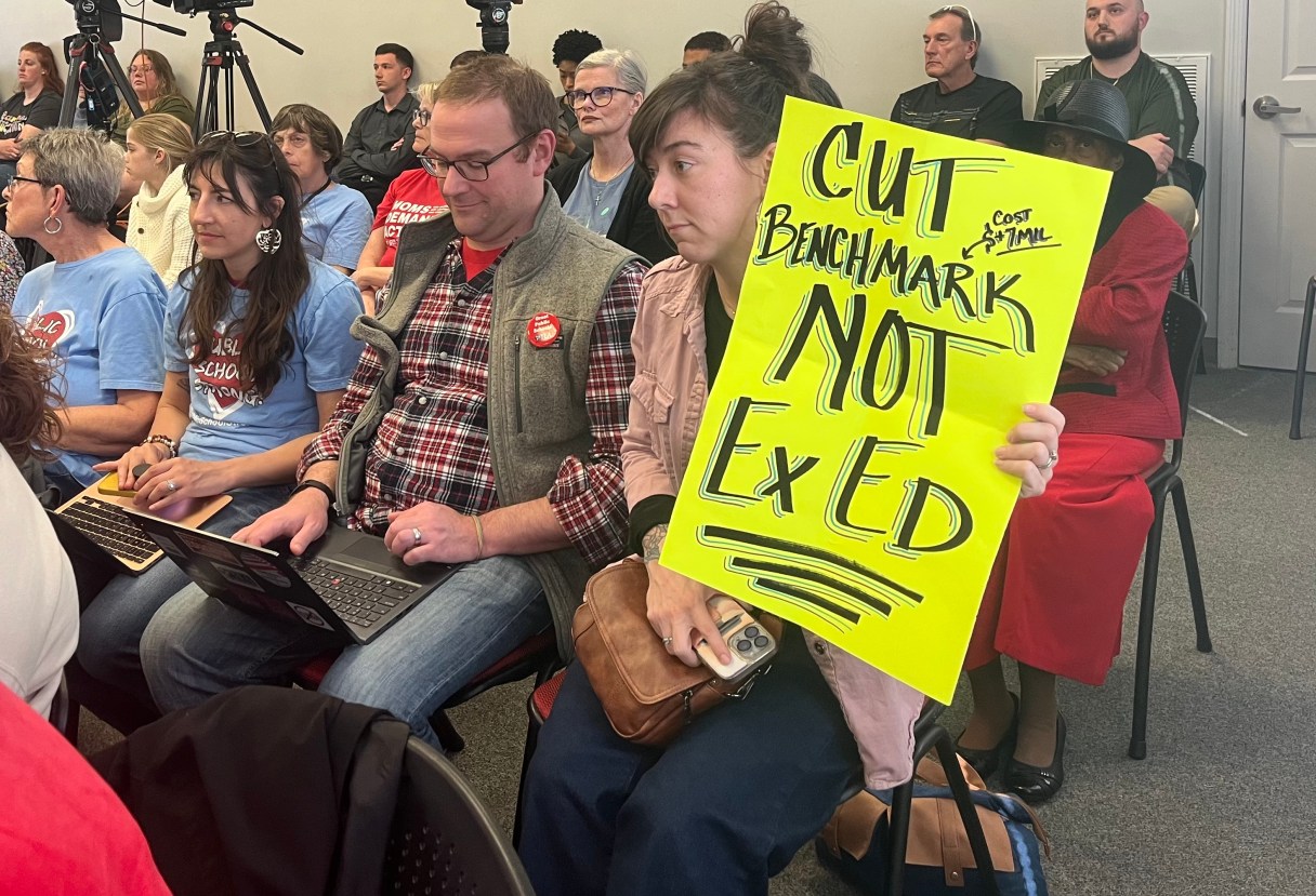 Staff photo by Shannon Coan / Parents, teachers and community members filled the Hamilton County school board meeting March 13, 2025 to express their opposition to staffing changes in exceptional education.