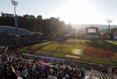 Staff file photo / After having their entire 2020 season canceled, the Chattanooga Lookouts returned to action at AT&T Field on May 5, 2021, when crowds were capped at 40% capacity.