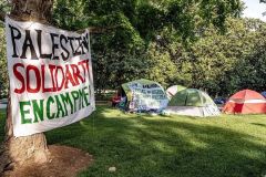 An encampment is seen during last year's pro-Palestine protests on the Vanderbilt campus in Nashville. (Martin B. Cherry / Nashville Banner)