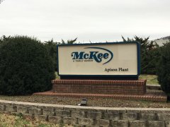 Staff photo / A sign for the McKee Foods Apison Plant is seen in 2020. The company makes Little Debbie snack cakes and is heading to a federal appeals court in a dispute with a Tennessee state commissioner over prescription drug middlemen.