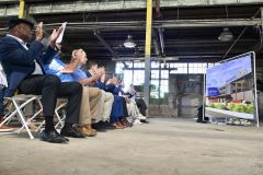 Staff photo by Abby White / Erlanger and Chattanooga Lookouts executives applaud for the announcement of the new Erlanger Park. The Chattanooga Lookouts hosted Erlanger, Chattanooga, and Hamilton County officials on Thursday, May 22, 2025 to announce the name of Erlanger Park.