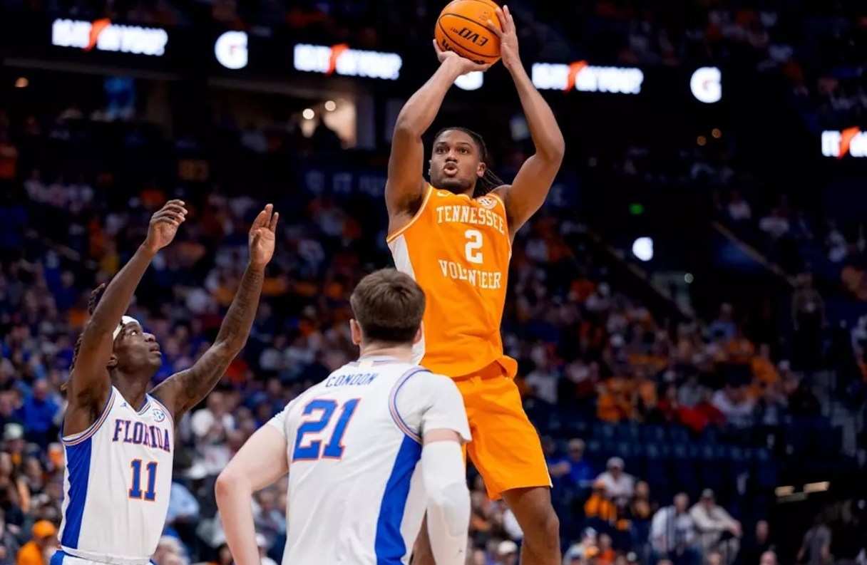 Tennessee Athletics photo by Andrew Ferguson / Tennessee guard Chaz Lanier goes up for a shot against Florida during the championship game of the Southeastern Conference tournament in Nashville.