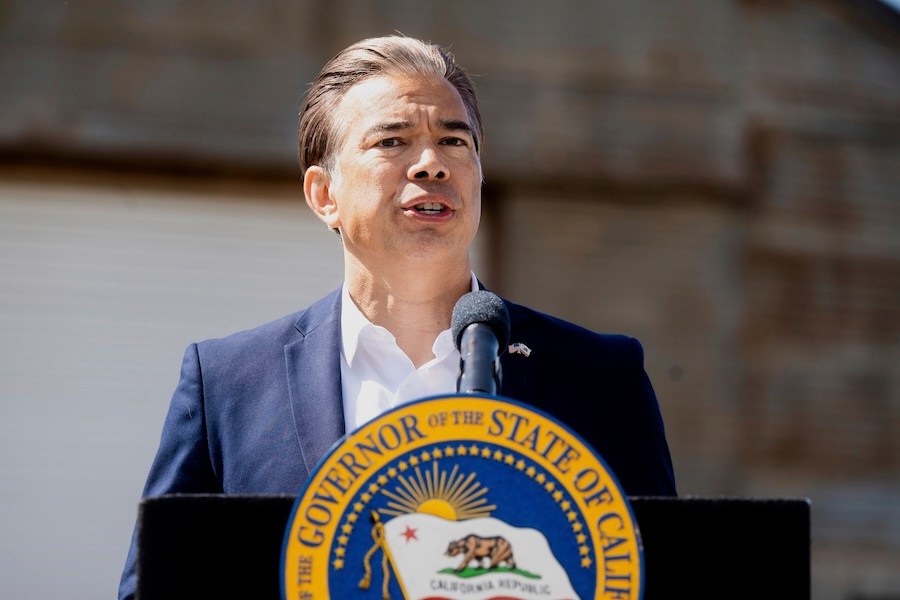 FILE - California Attorney General Rob Bonta speaks during a news conference in Ceres, Calif., April 16, 2025. (AP Photo/Noah Berger, File)