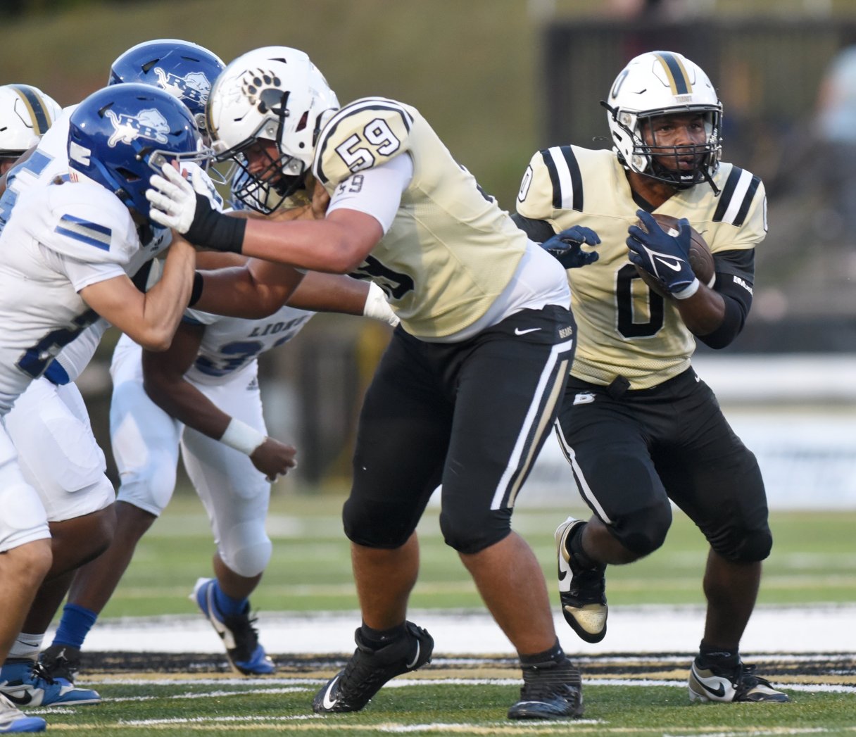 Staff file photo by Matt Hamilton / Bradley Central running back Kenyon Phelps, right, had a touchdown run Friday to help his team win at Jefferson County and advance to the second round of the TSSAA Class 6A playoffs.