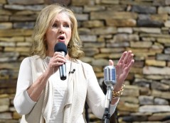 Staff file photo by Matt Hamilton / U.S. Sen. Marsha Blackburn speaks during the 2025 Wamp Family Labor Day Picnic at Chester Frost Park. Blackburn has been an outspoken advocate for legislation that regulates tech companies, including social media and AI.