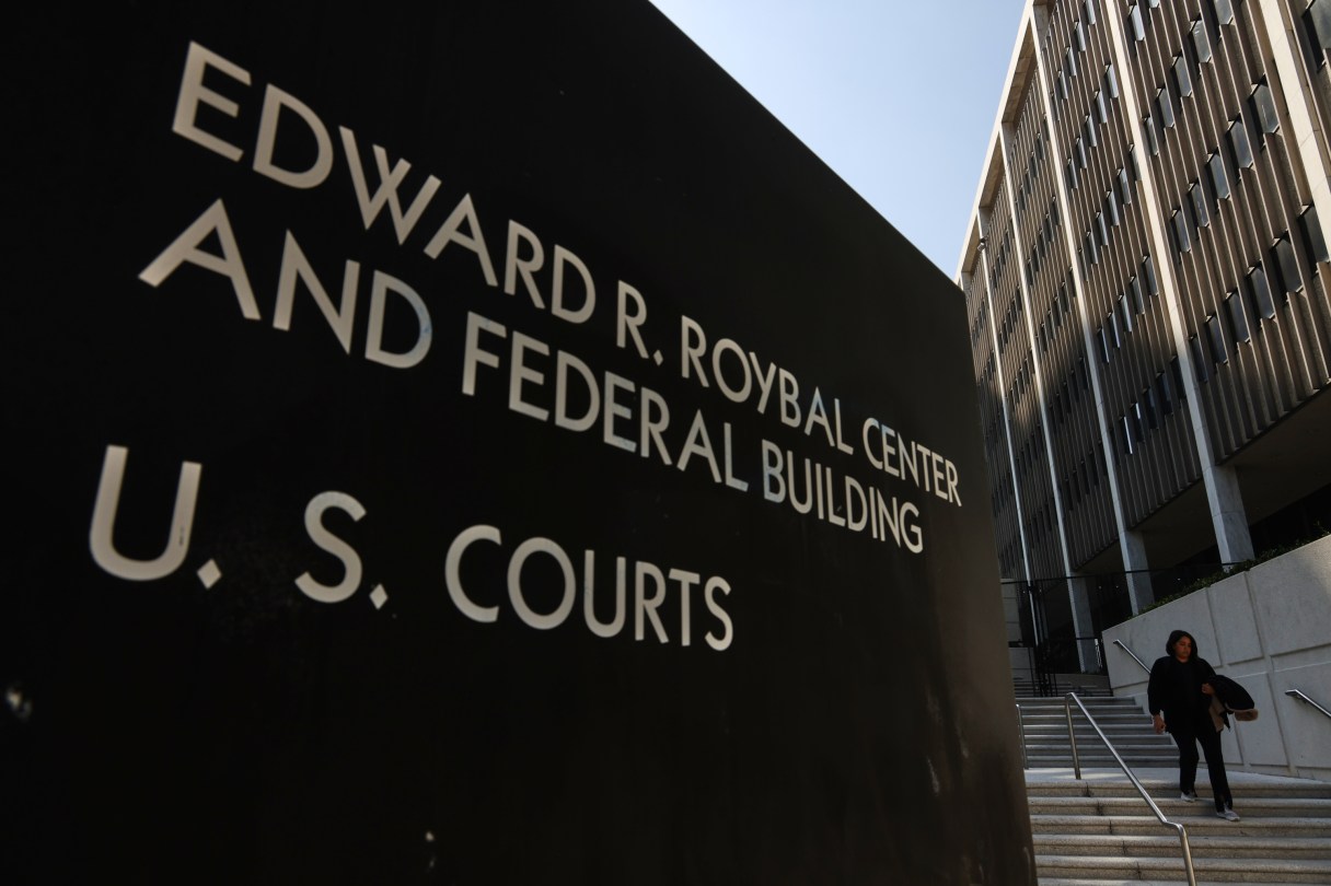 FILE -The Edward R. Roybal Center and Federal Building is seen Wednesday, Oct. 22, 2025, in Los Angeles. (AP Photo/Ethan Swope, File)