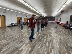 Staff photo by Mark Kennedy. Times Free Press columnist Mark Kennedy is show at line dancing class at Harrison Center on Jan. 5, 2025.