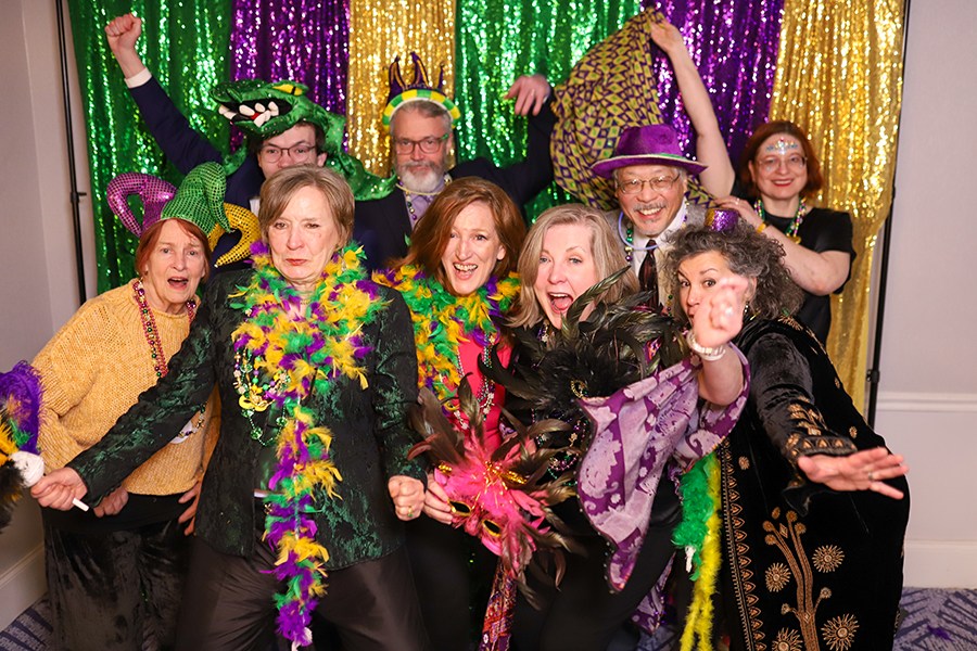 Photo by Olivia Ross / The Cowan-Maedgen group in the Remlap Productions photobooth