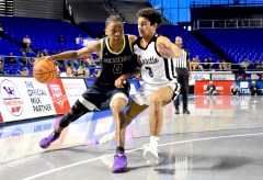 Staff photo by Patrick MacCoon / Chattanooga Prep senior Reid Conley drives toward the baseline during Friday's TSSAA Class 2A semifinal against Loretto at Middle Tennessee State University's Murphy Center.