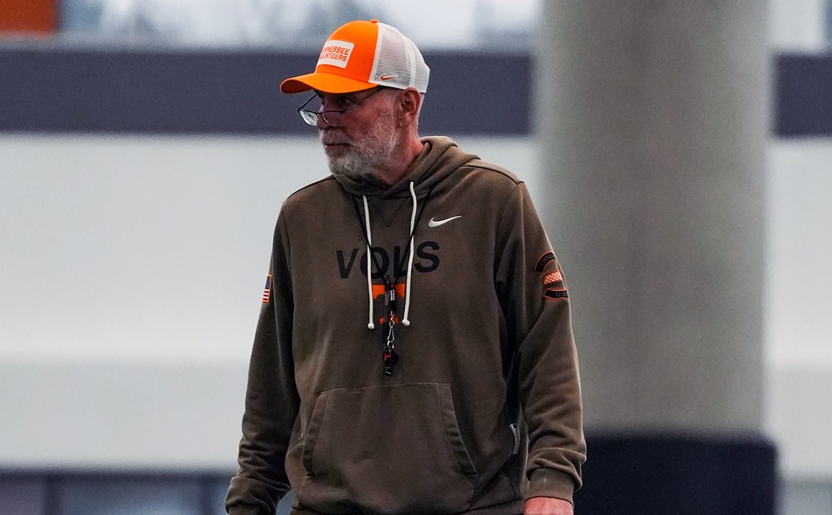 Tennessee Athletics photo / Tennessee first-year defensive coordinator Jim Knowles said Thursday that the installation of a new system with the Volunteers is ahead of schedule.
