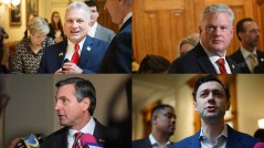 Candidates for U.S. Senate from Georgia include, from top left, Congressmen Buddy Carter and Mike Collins, and from bottom left, Derek Dooley and Sen. Jon Ossoff. (Ross Williams and Alander Rocha/Georgia Recorder)