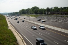 Staff file photo by Larry Sullivan II / Traffic flows underneath the Belvoir Avenue bridge over Interstate 24. AAA is forecasting 45 million Americans will hit the road for the 2026 Memorial Day holiday weekend as the average price of a gallon of gas hit a four-year high May 22, 2026, in Tennessee.