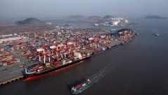 FILE — Cargo ships and containers at the port of Yangshan, China, on Feb. 1, 2025. The Trump administration on June 3, 2026 announced plans to impose tariffs of up to 12.5 percent on many major trading partners, including China, Canada, Mexico and the European Union, citing their failure to enact or effectively enforce laws prohibiting imports made with forced labor. (The New York Times)