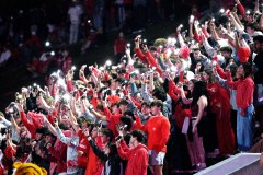 Staff file photo / The Baylor student section celebrates with cell phones. The Baylor Red Raiders were ranked as the No. 12 team in the nation in the 2026 MaxPreps Preseason Top 25 Rankings released Monday.