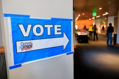Photo by Michael Ciaglo via Getty Images/TNS / Voters walk into a polling place at the Central Library to cast their ballots in Colorado's primary election on June 30, 2026 in Denver, Colorado.
