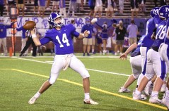 Staff file photo / Former McCallie quarterback William Riddle gets set to throw out of his end zone during the 33-14 win over Baylor at Finley Stadium in 2020.